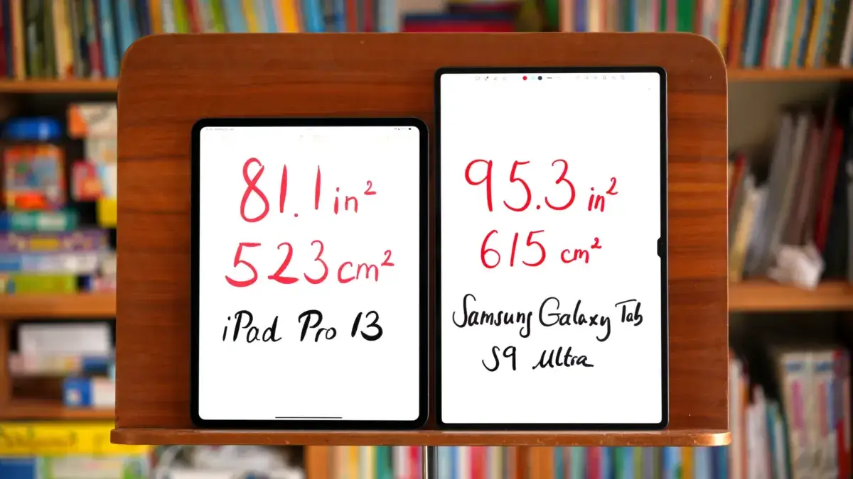 Largest iPads and tablets, ranked by screen area (surface area)