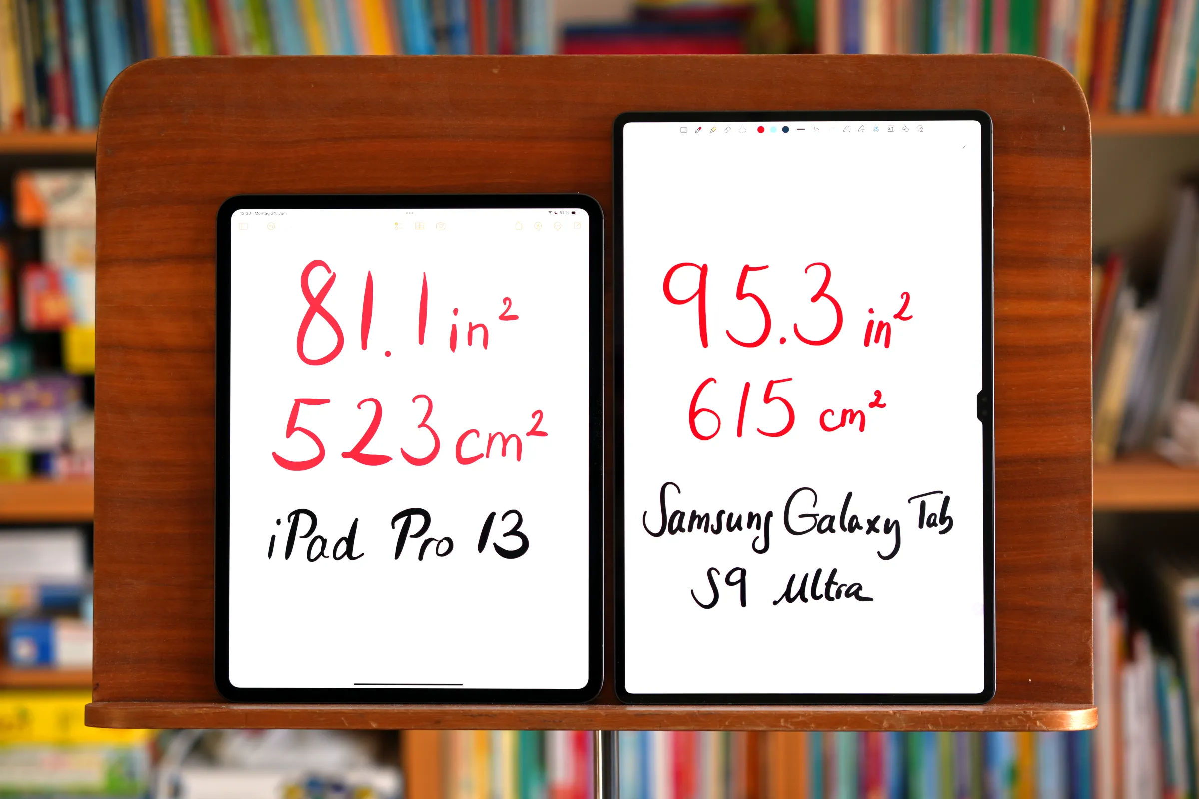 Largest iPads and tablets, ranked by screen area (surface area)